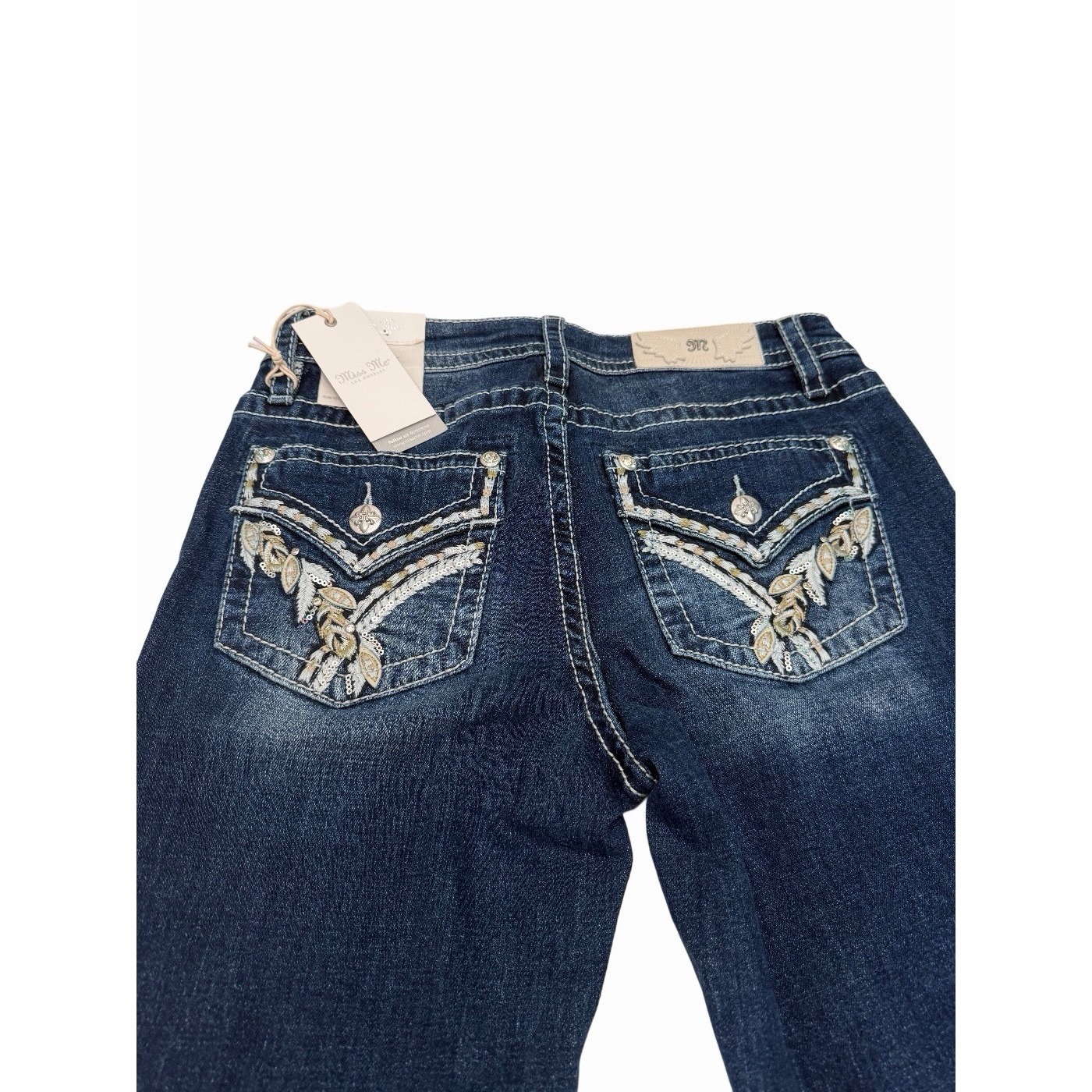 Miss Me Women's Mid Rise Boot Cut Jeans Dark Blue Size 33x32 Nwt